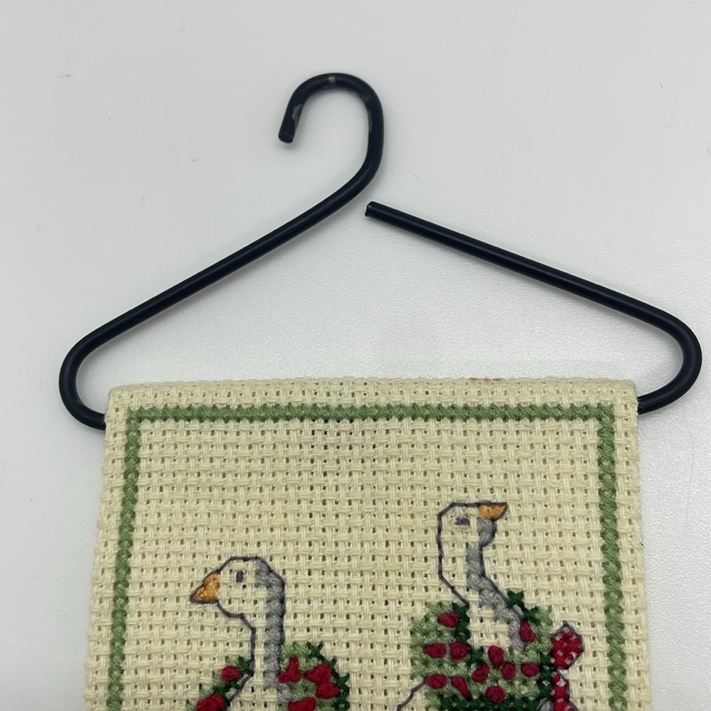 Miniature Christmas Goose Cross-Stitch Hanging - 3x4.5 Inches - Picture 4 of 7
